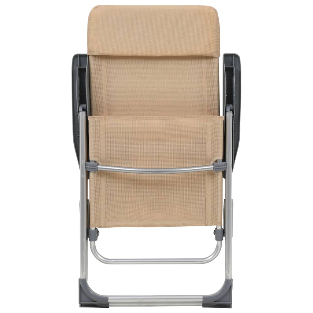Chaises de camping pliables 2 pcs Crème Aluminium Matériel de camping vidaXL
