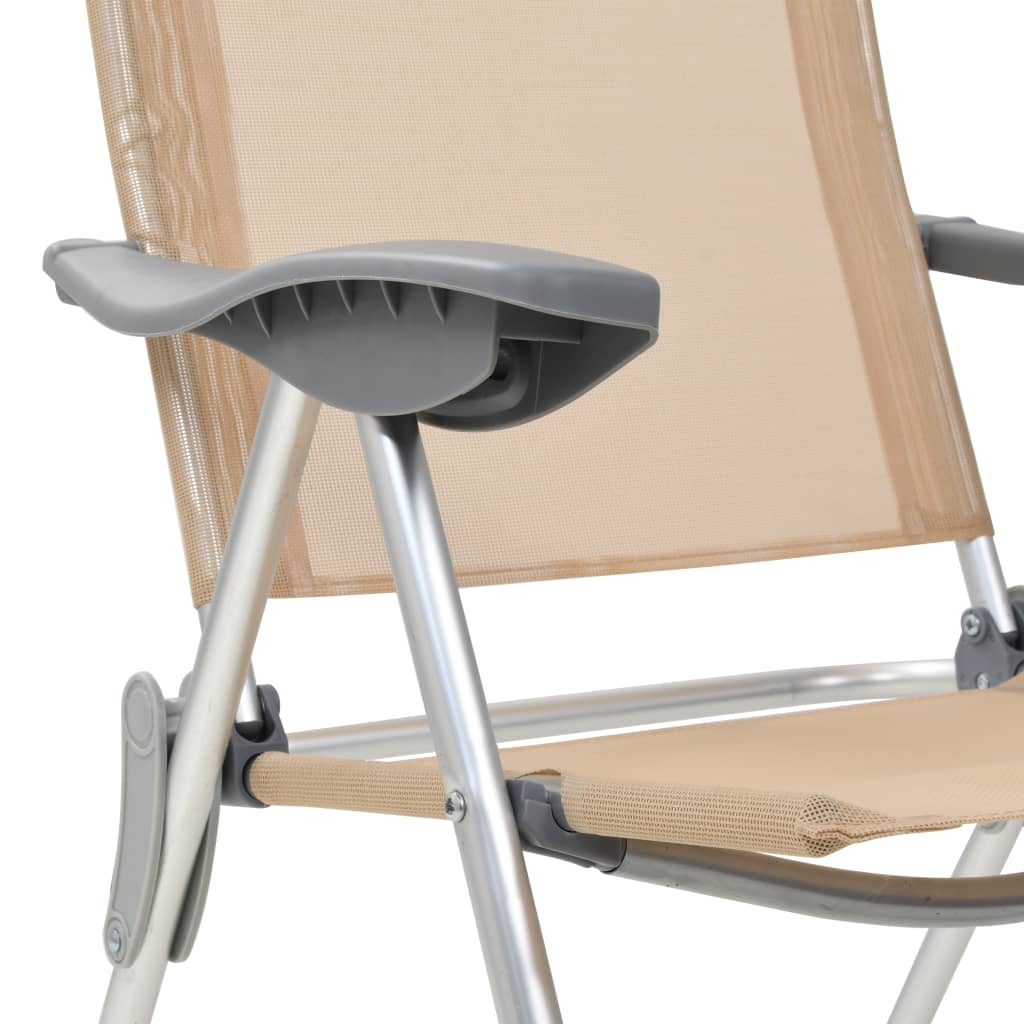 Chaises de camping pliables 2 pcs Crème Aluminium Matériel de camping vidaXL