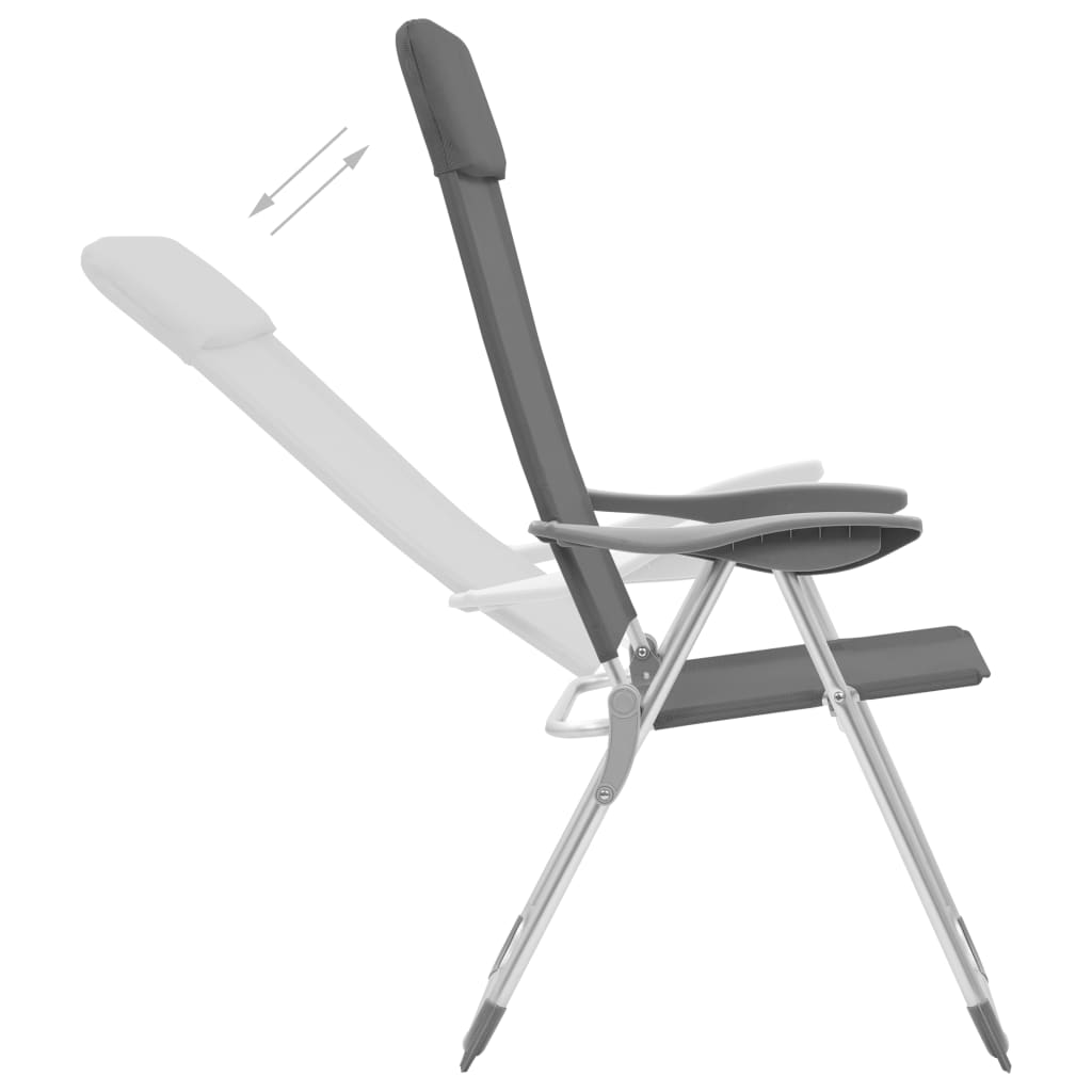Chaises de camping pliables lot de 4 Gris Aluminium Meubles de camping vidaXL