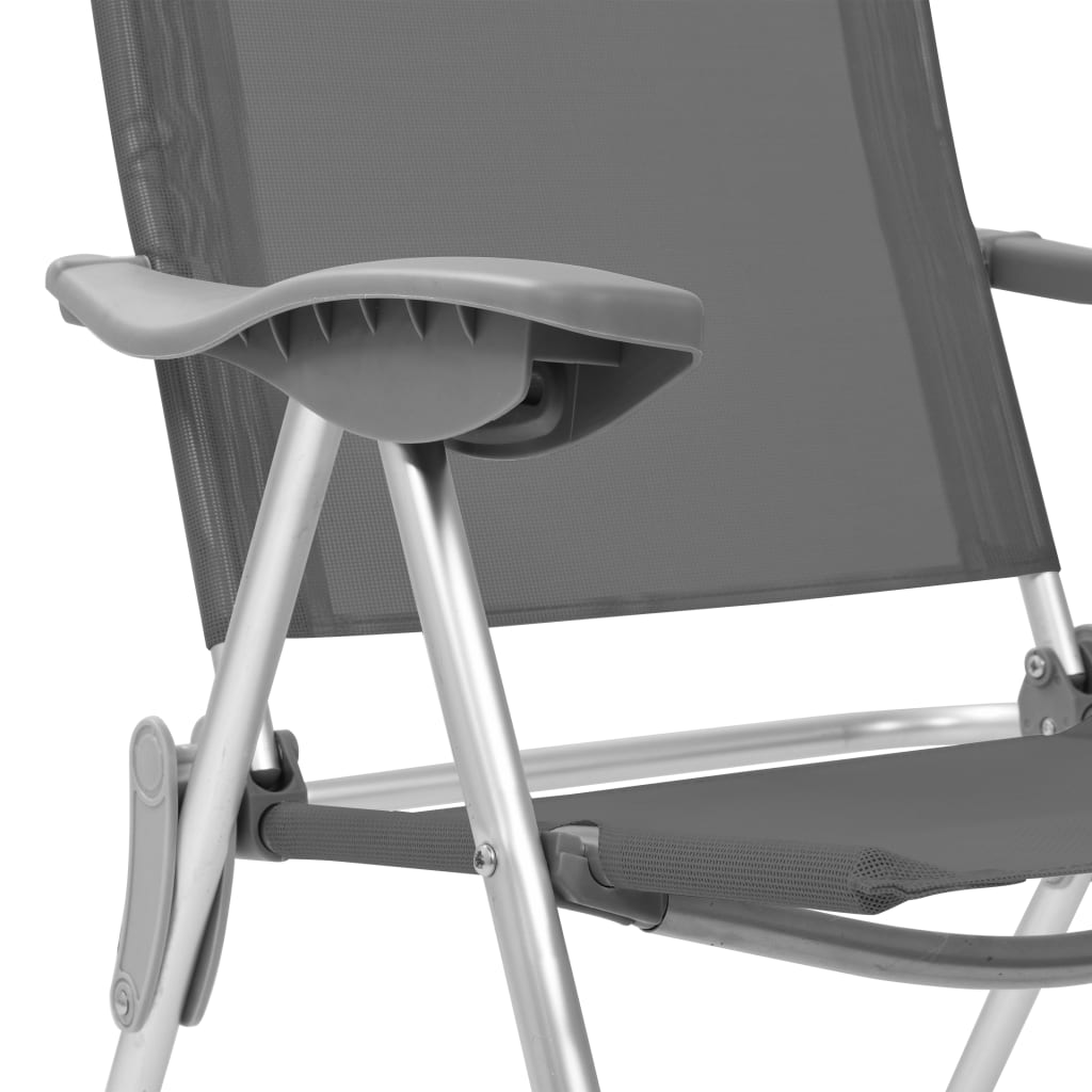 Chaises de camping pliables lot de 4 Gris Aluminium Meubles de camping vidaXL