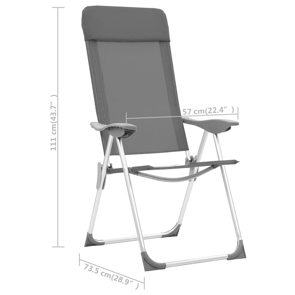 Chaises de camping pliables lot de 4 Gris Aluminium Meubles de camping vidaXL