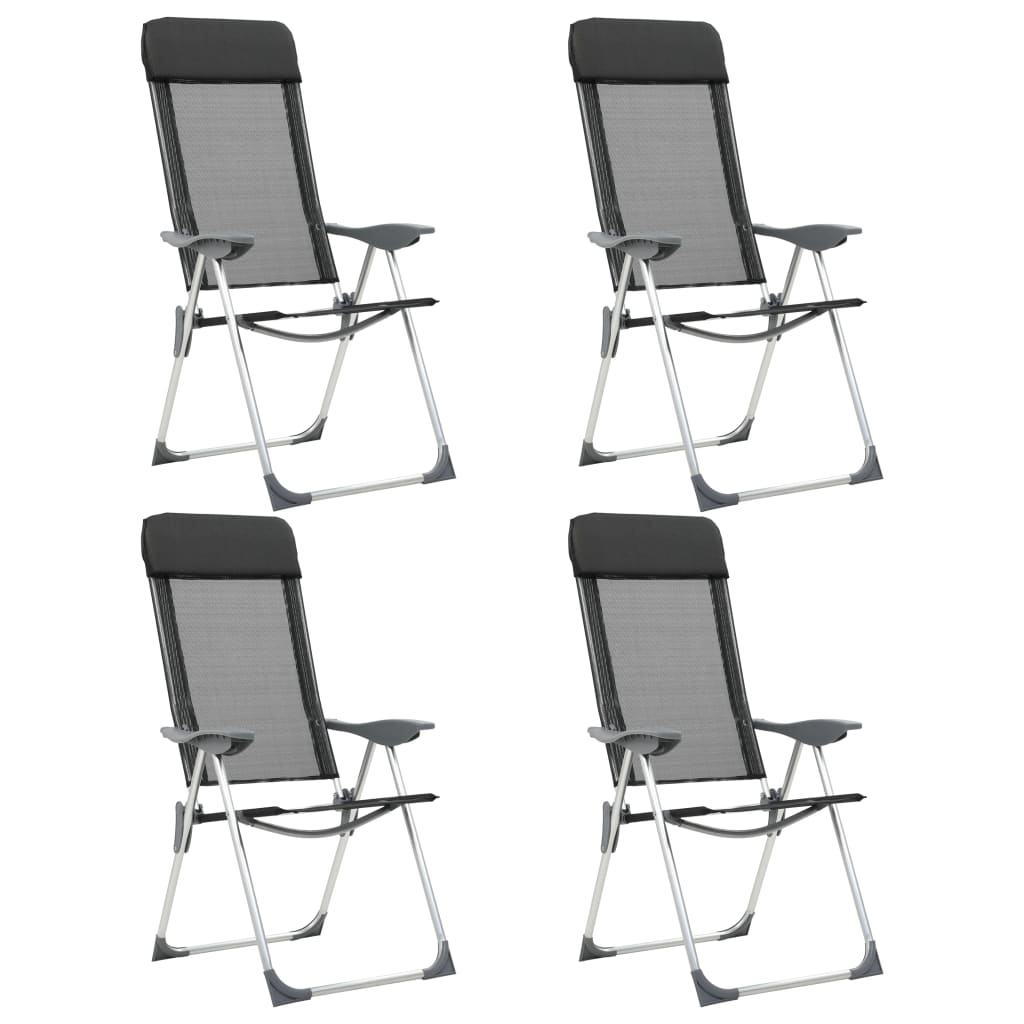Chaises pliables de camping lot de 4 Noir Aluminium Meubles de camping vidaXL