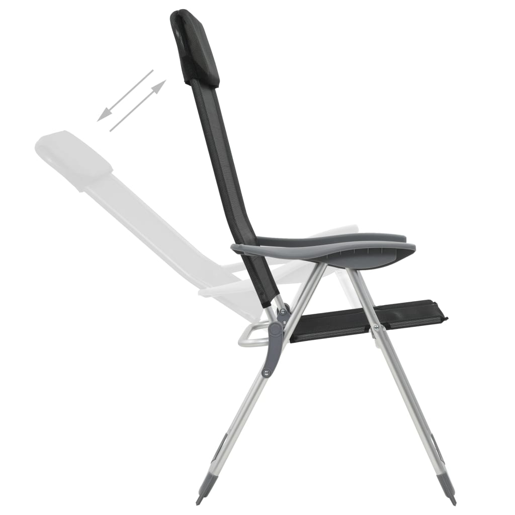 Chaises pliables de camping lot de 4 Noir Aluminium Meubles de camping vidaXL