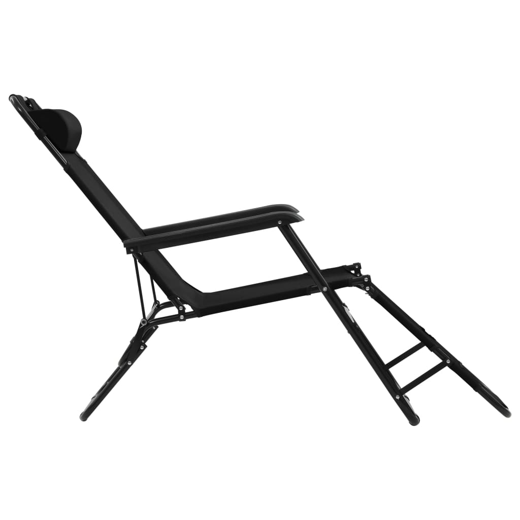 Chaises longues pliables 2 pcs avec repose-pied Acier Noir Bains de soleil vidaXL