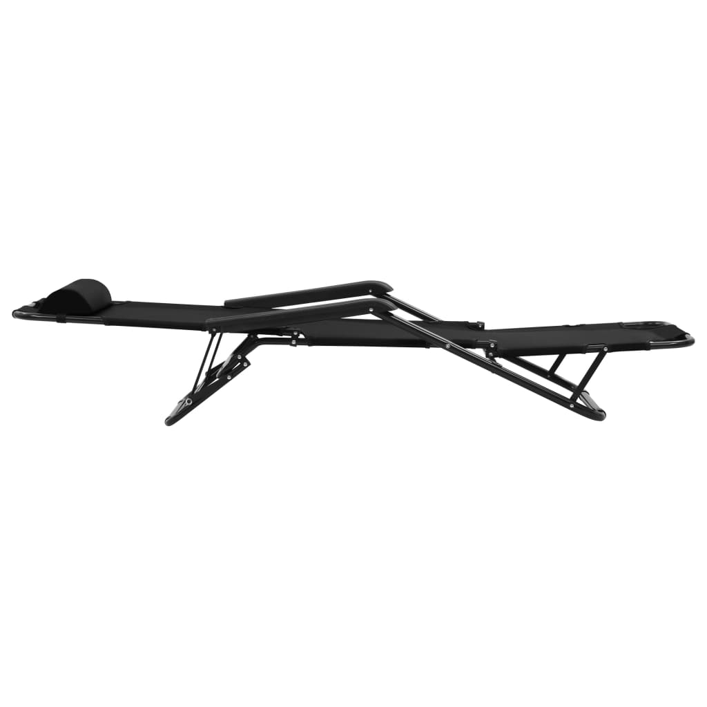 Chaises longues pliables 2 pcs avec repose-pied Acier Noir Bains de soleil vidaXL