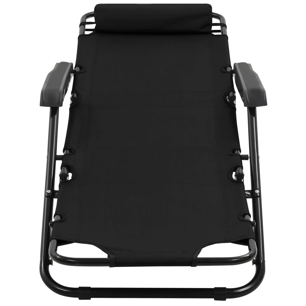 Chaises longues pliables 2 pcs avec repose-pied Acier Noir Bains de soleil vidaXL