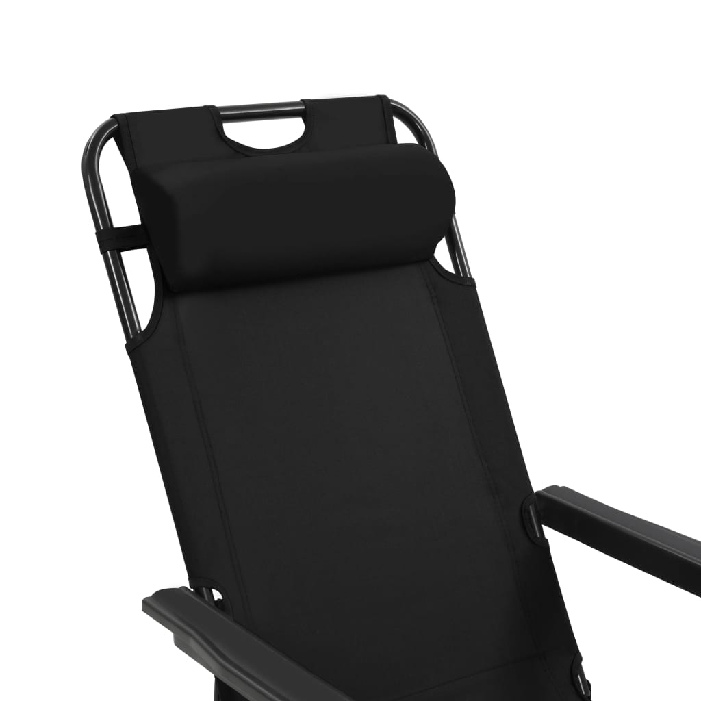 Chaises longues pliables 2 pcs avec repose-pied Acier Noir Bains de soleil vidaXL