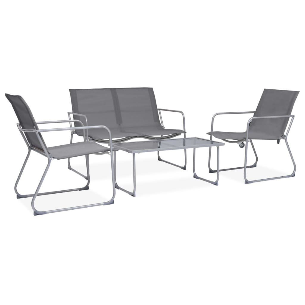 Salon de jardin 4 pcs Tissu et acier Gris Salons de jardin vidaXL