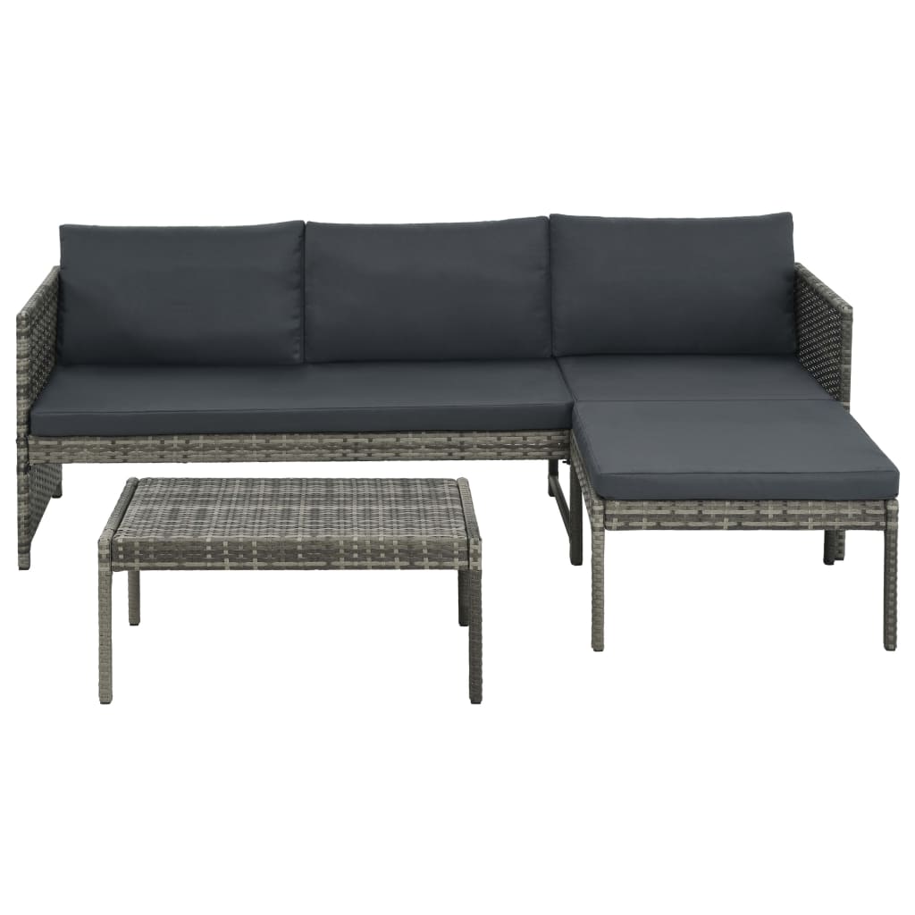 Salon de jardin 3 pcs avec coussins Résine tressée Gris - XIOS