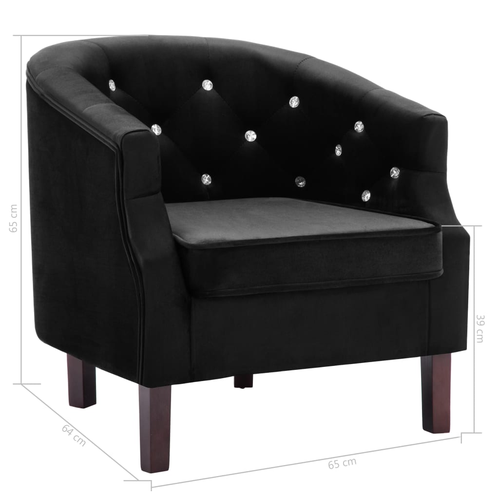 Fauteuil noir velours - XIOS