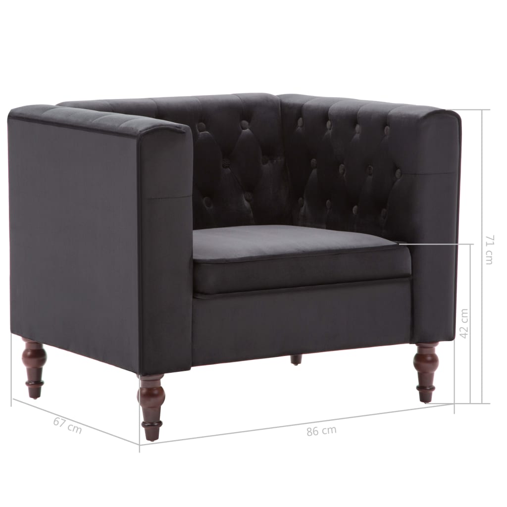 Fauteuil noir velours - XIOS