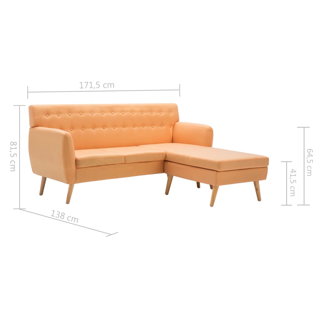 Canapé d'angle revêtement en tissu 171,5x138x81,5 cm orange - XIOS