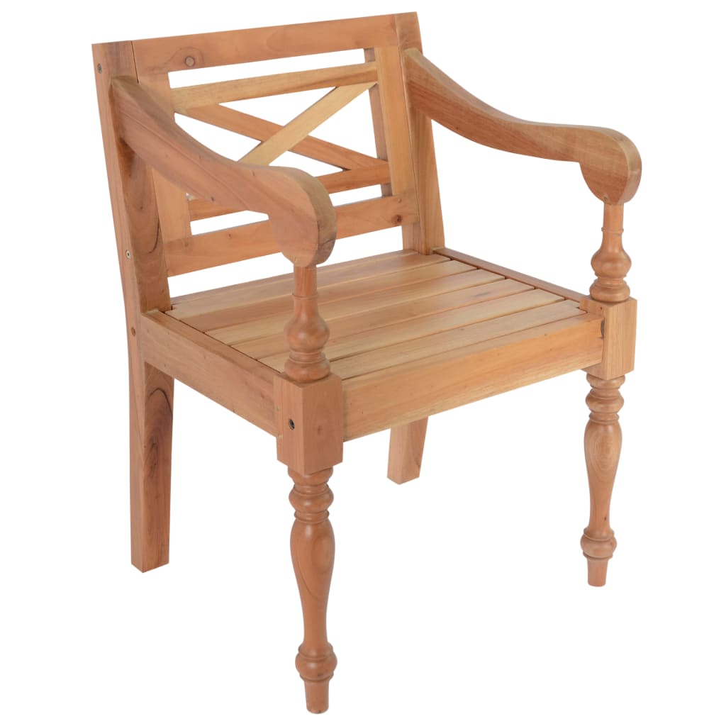 Chaises Batavia lot de 2 marron clair bois d'acajou solide Chaises de cuisine vidaXL   