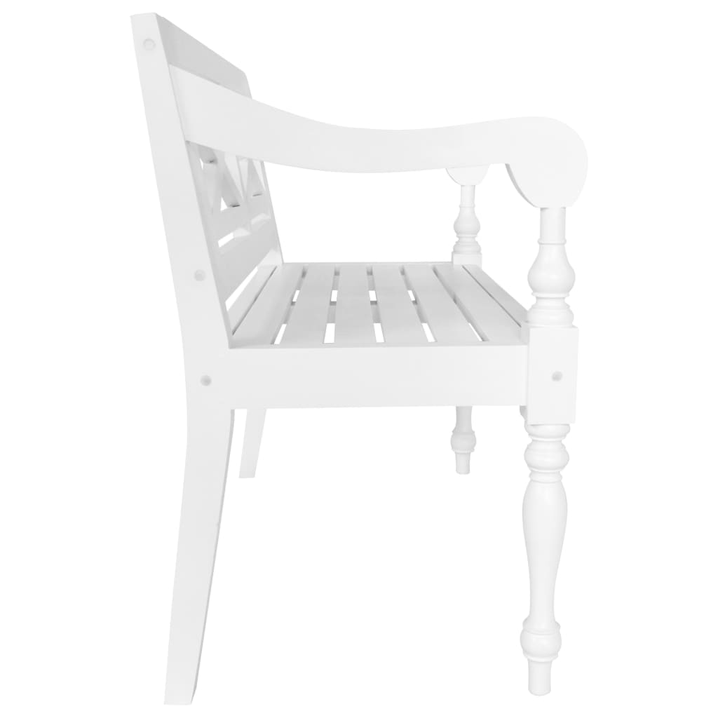Banc Batavia 98 cm Bois d'acajou massif Blanc