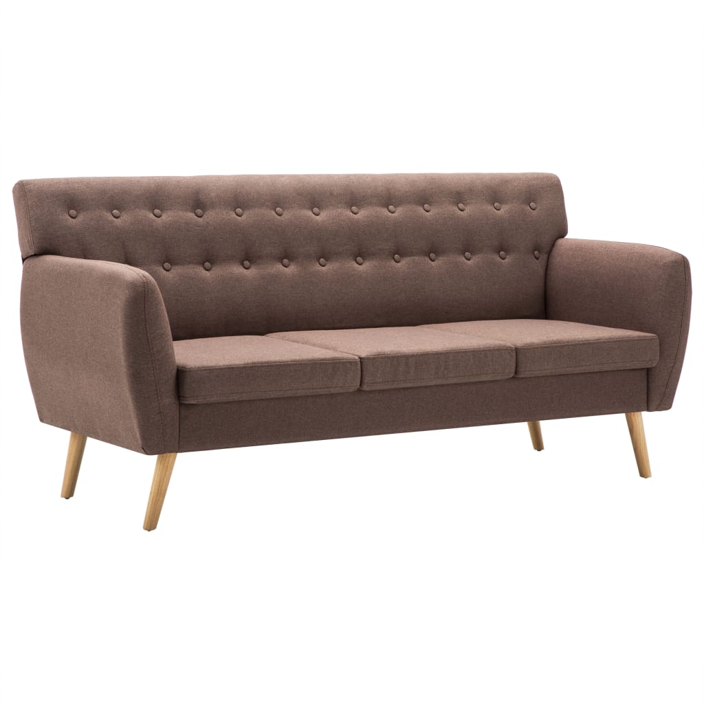 Canapé à 3 places revêtement en tissu 172x70x82 cm marron - XIOS