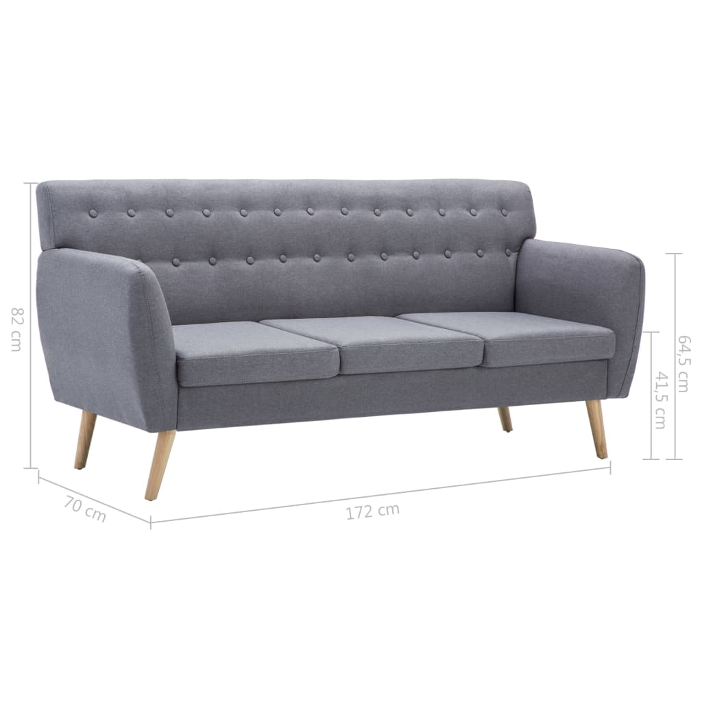 Canapé à 3 places revêtement en tissu 172x70x82 cm gris clair - XIOS