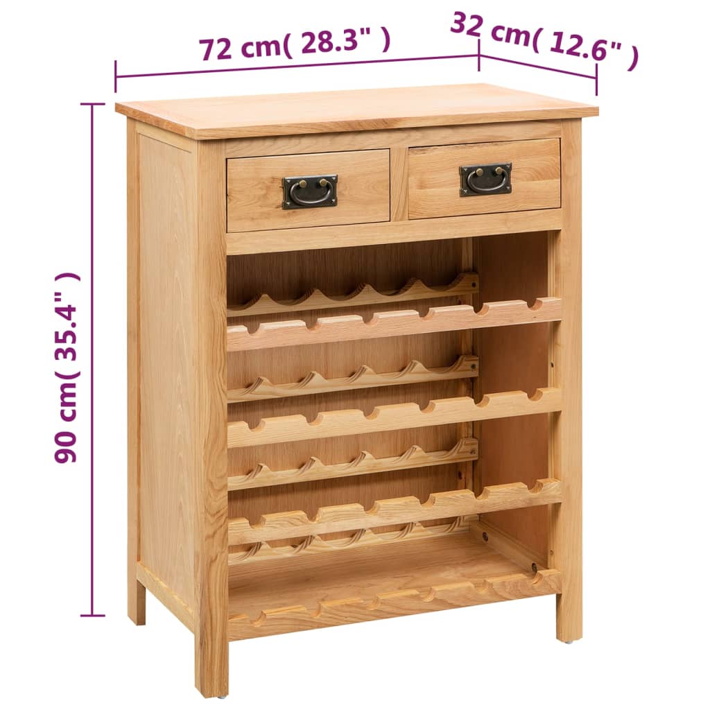 Casier à bouteilles 72 x 32 x 90 cm Bois de chêne massif - XIOS