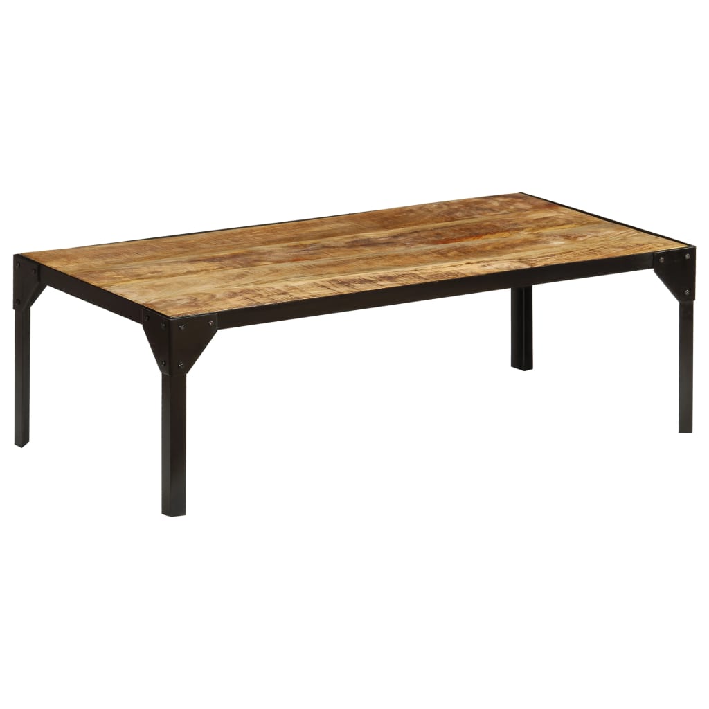 Table basse Bois massif de manguier brut et acier 110 cm - XIOS