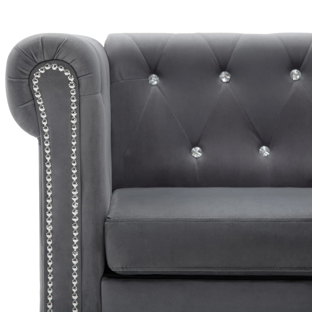 Canapé à 3 places Revêtement en velours 199 x 75 x 72 cm Gris - XIOS