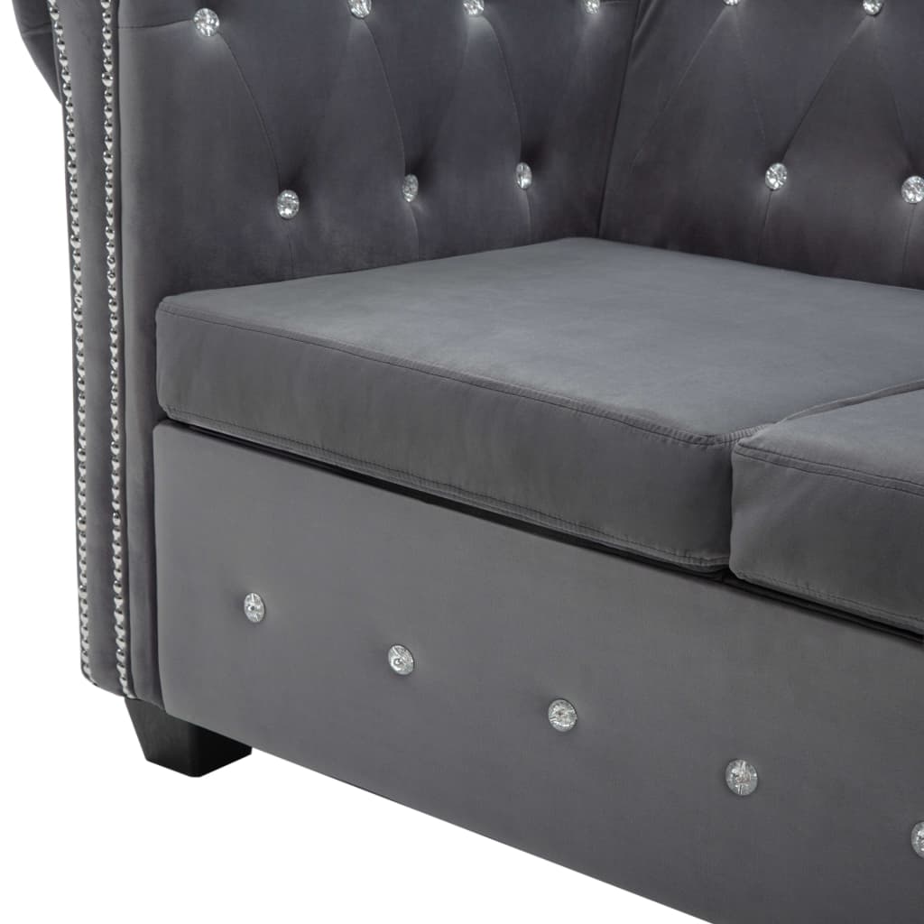 Canapé à 3 places Revêtement en velours 199 x 75 x 72 cm Gris - XIOS