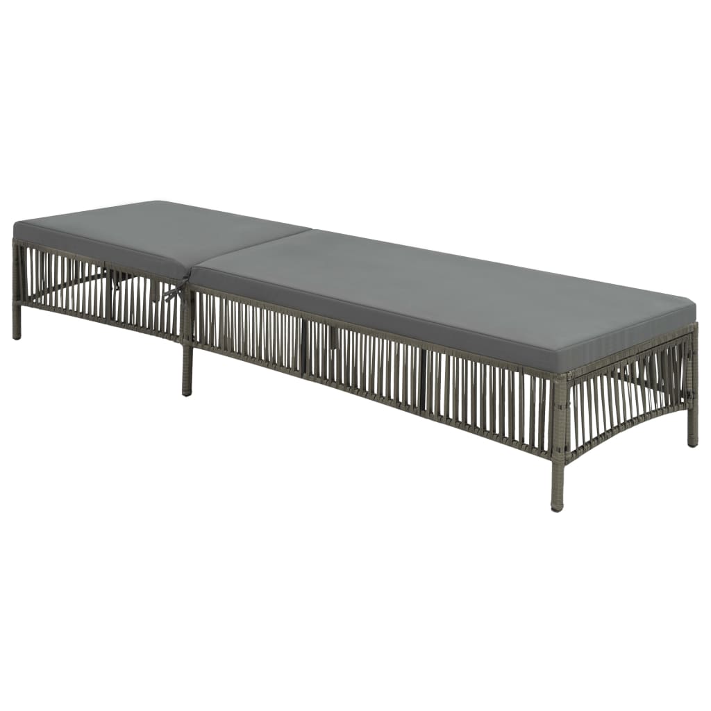Chaise longue avec coussin Résine tressée Gris Bains de soleil vidaXL