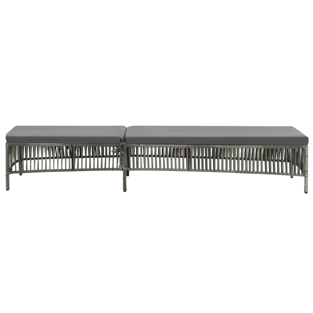 Chaise longue avec coussin Résine tressée Gris Bains de soleil vidaXL