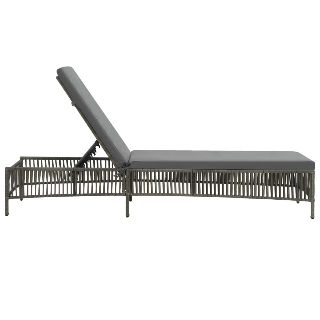 Chaise longue avec coussin Résine tressée Gris Bains de soleil vidaXL