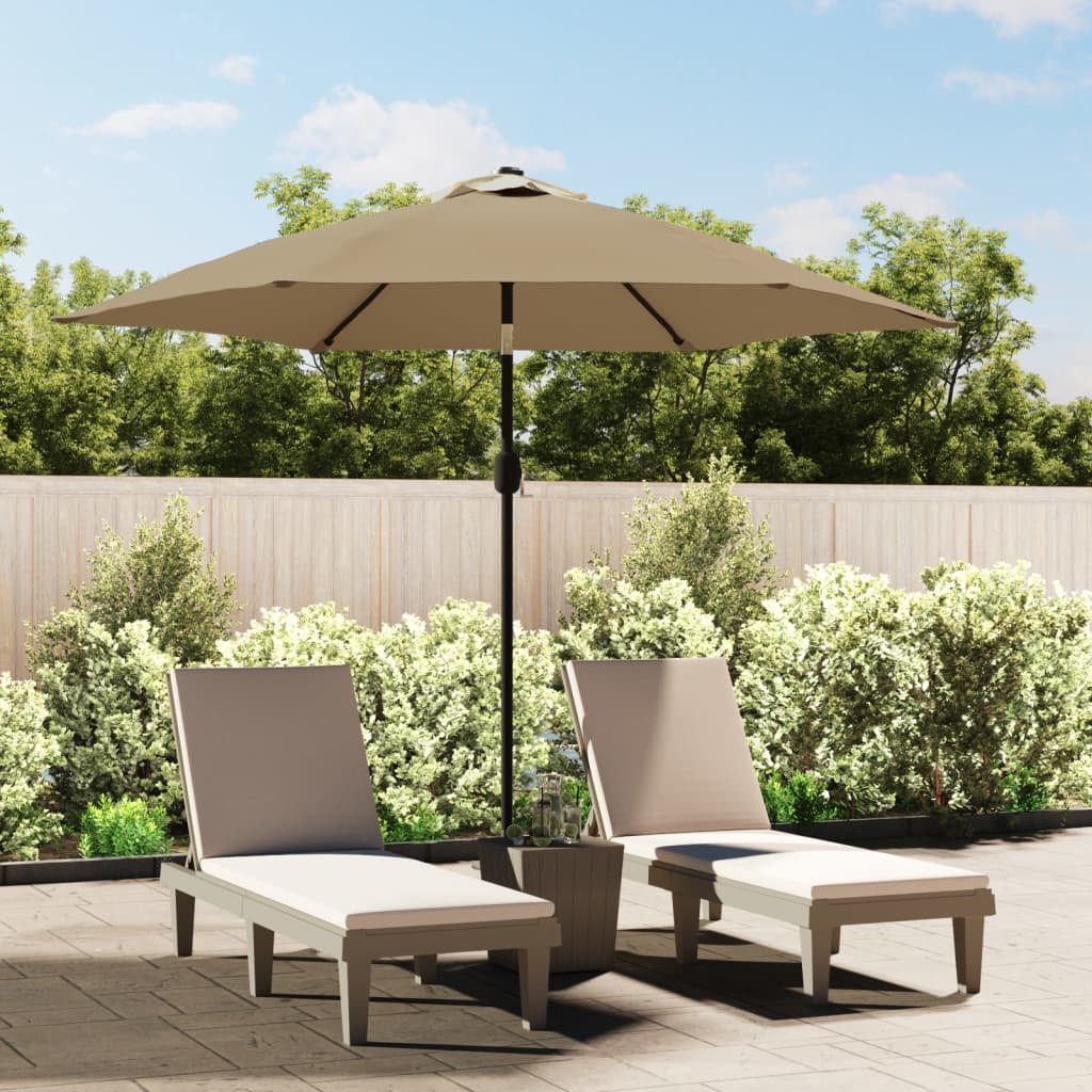 Parasol d'extérieur avec poteau en métal 300 cm Taupe Parasols & voiles d'ombrage vidaXL