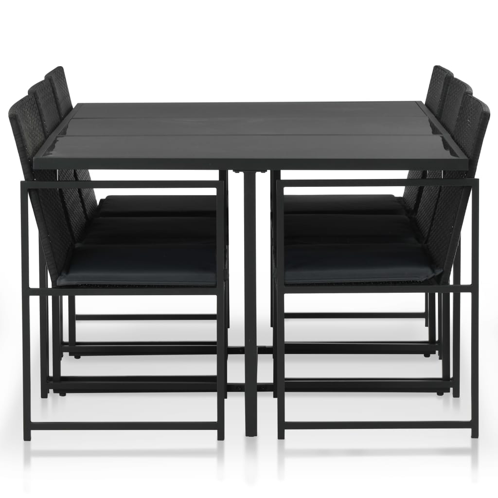 Ensemble à manger d'extérieur 7pcs coussins résine tressée noir - XIOS