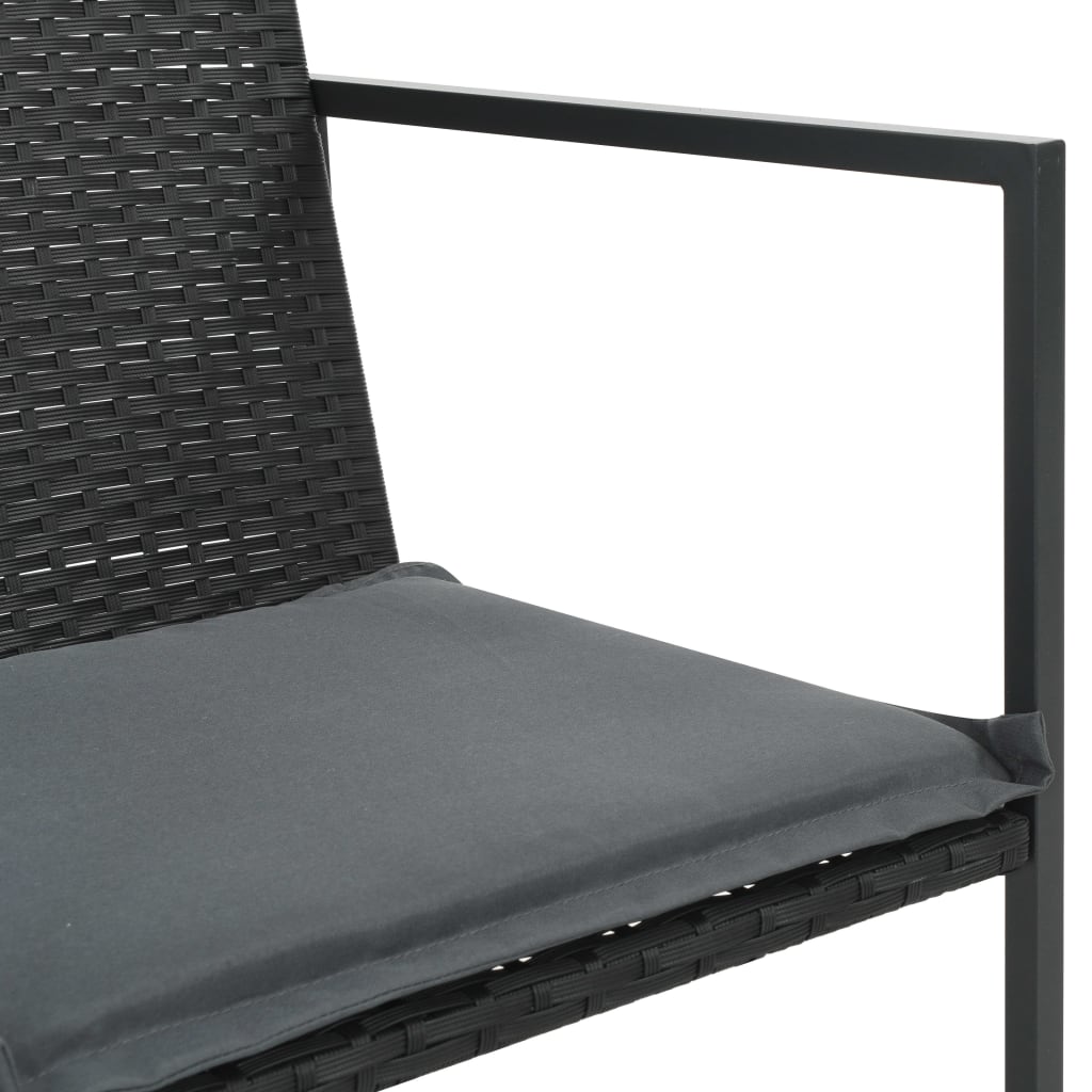 Ensemble à manger d'extérieur 7pcs coussins résine tressée noir - XIOS