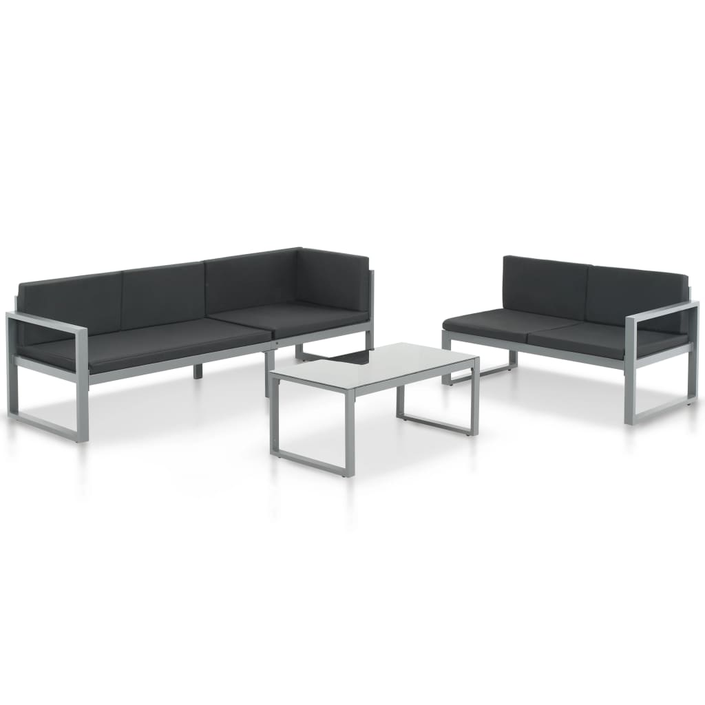 Salon de jardin 3 pcs et coussins Aluminium Noir - XIOS