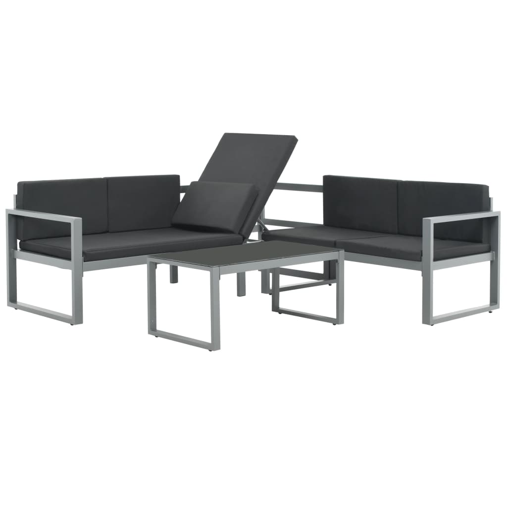 Salon de jardin 3 pcs et coussins Aluminium Noir - XIOS