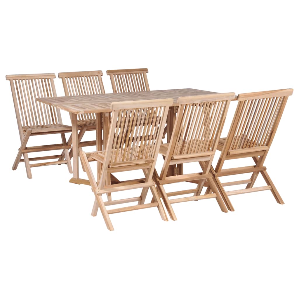 Ensemble à manger d'extérieur pliable 7 pcs Bois solide de teck - XIOS