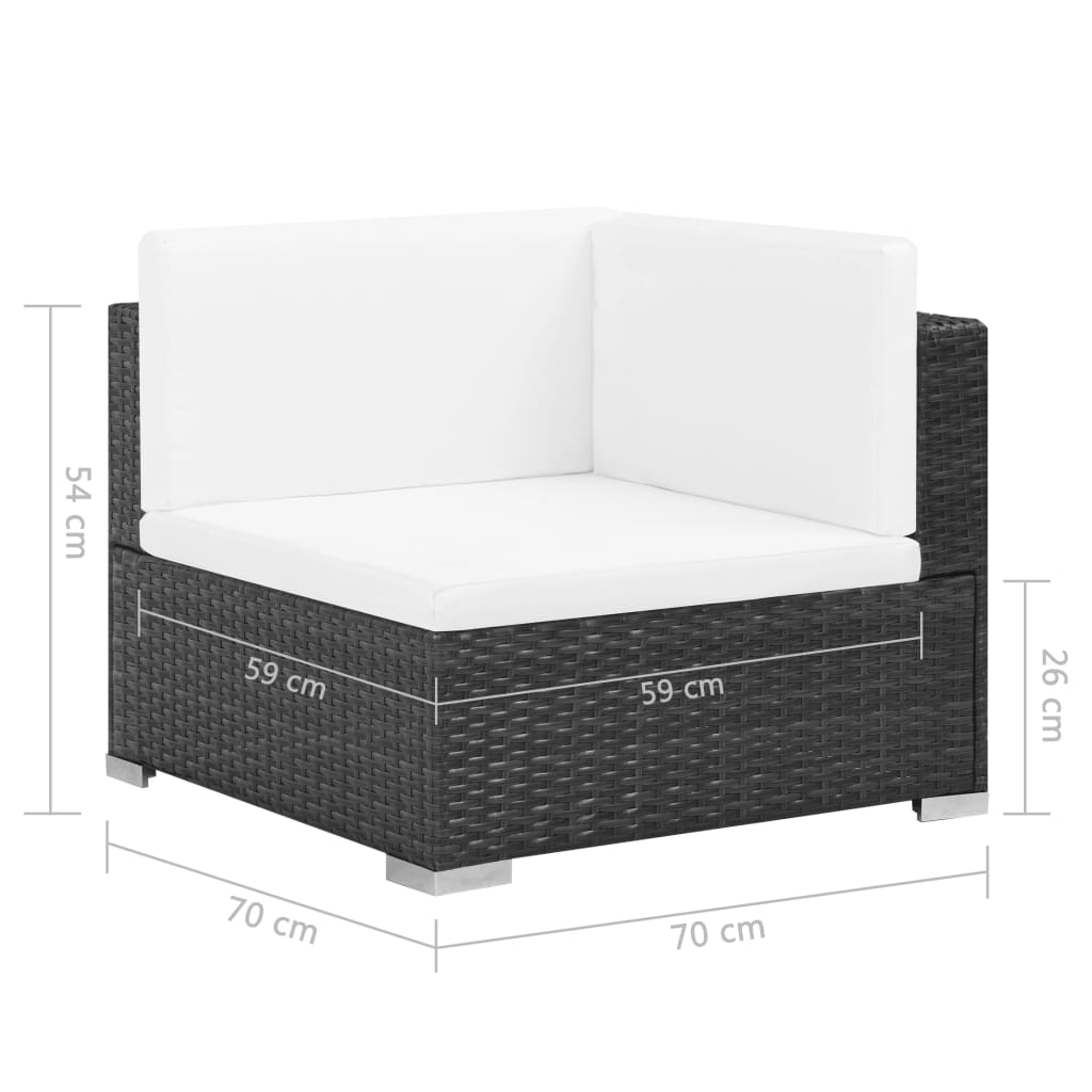 Salon de jardin 7 pcs avec coussins Résine tressée Noir - XIOS