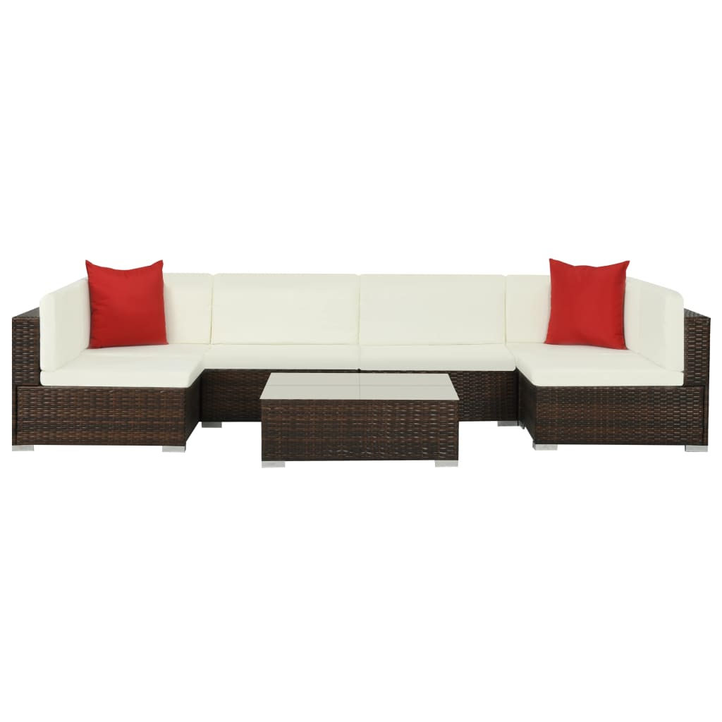 Salon de jardin 7 pcs avec coussins Résine tressée Marron - XIOS