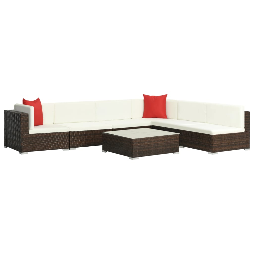 Salon de jardin 7 pcs avec coussins Résine tressée Marron - XIOS