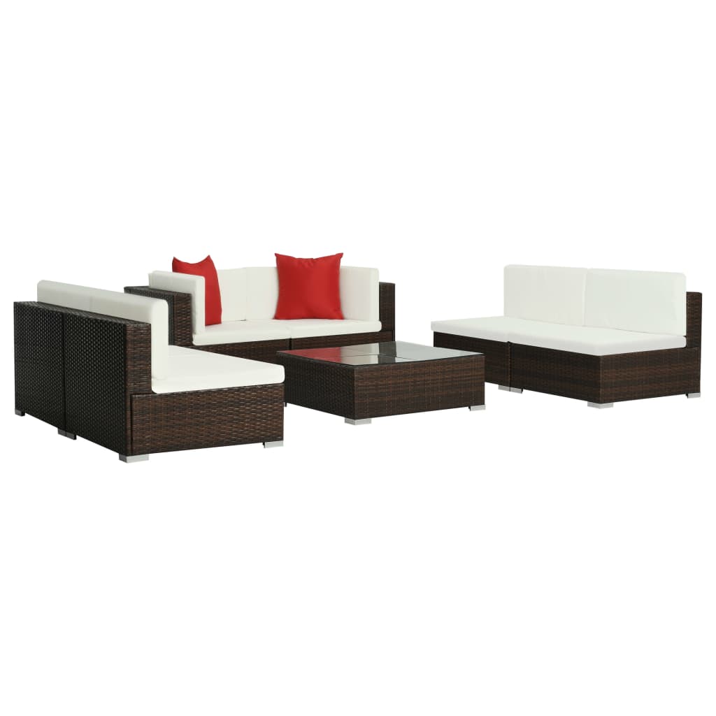 Salon de jardin 7 pcs avec coussins Résine tressée Marron - XIOS