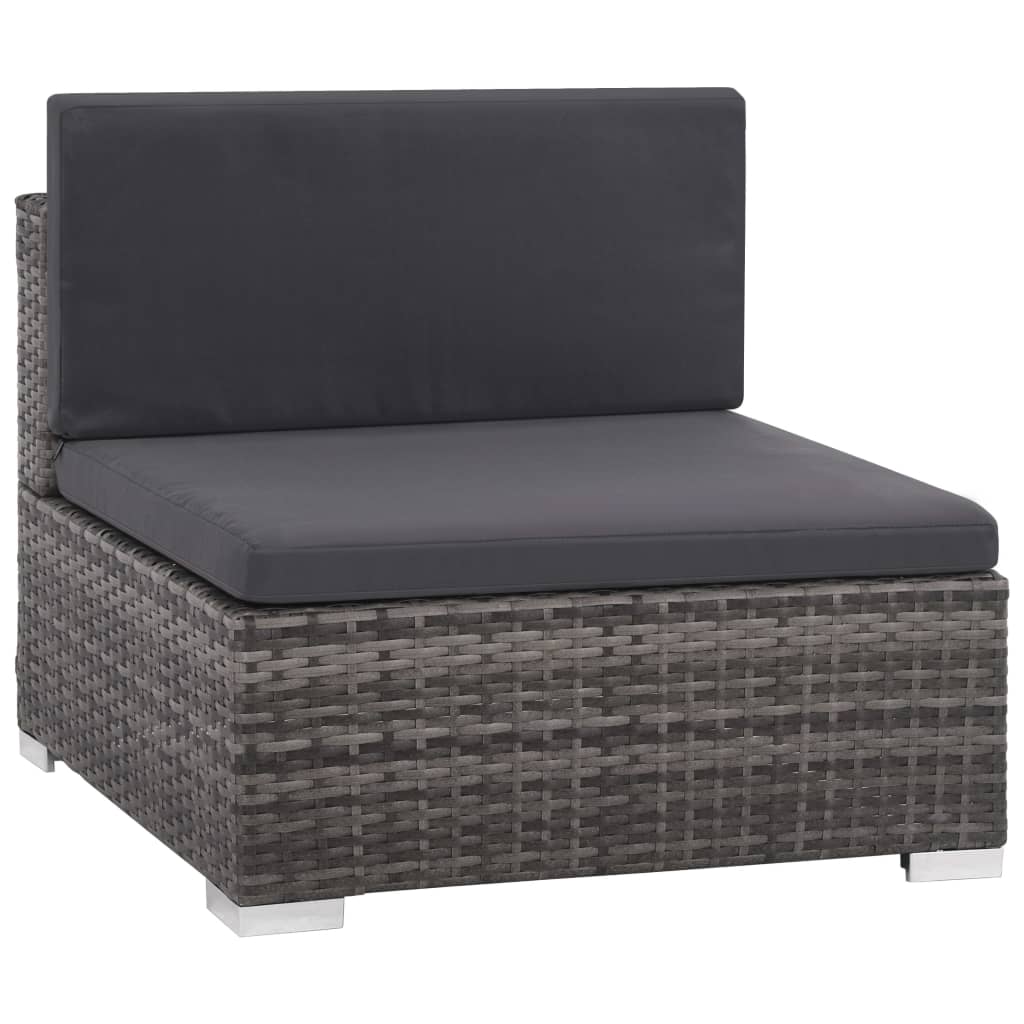 Salon de jardin 6 pcs avec coussins résine tressée gris - XIOS