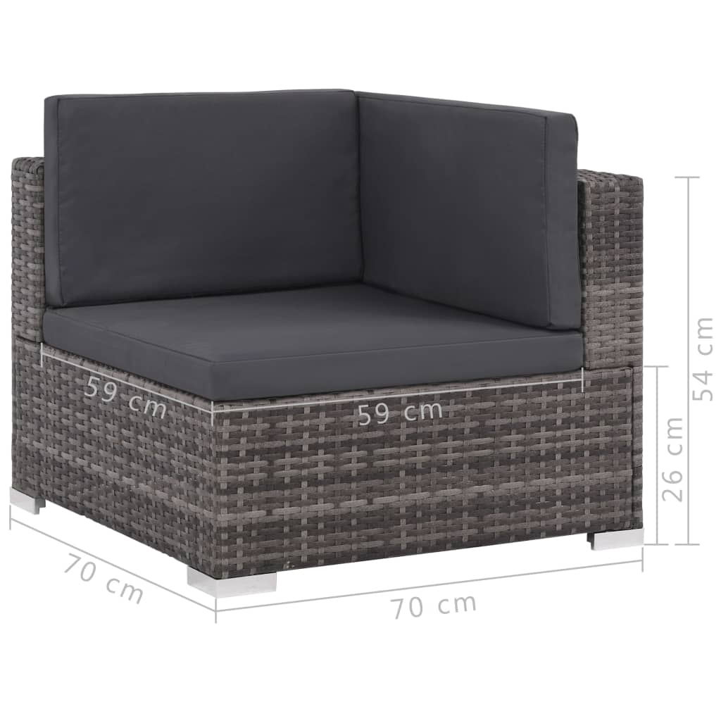 Salon de jardin 6 pcs avec coussins résine tressée gris - XIOS