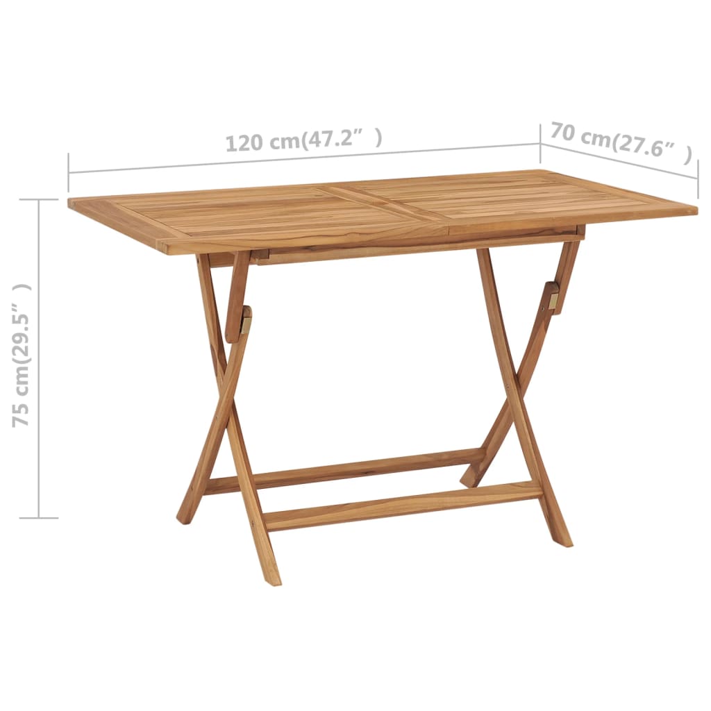 Table pliable de jardin 120x70x75 cm Bois de teck solide Tables de jardin vidaXL