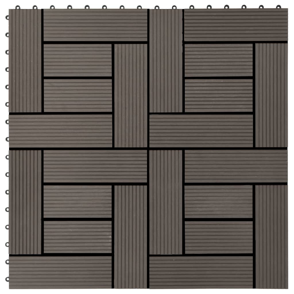Carreau de terrasse 11 pcs WPC 30 x 30 cm 1 m² Marron foncé Tapis & revêtements de sol vidaXL