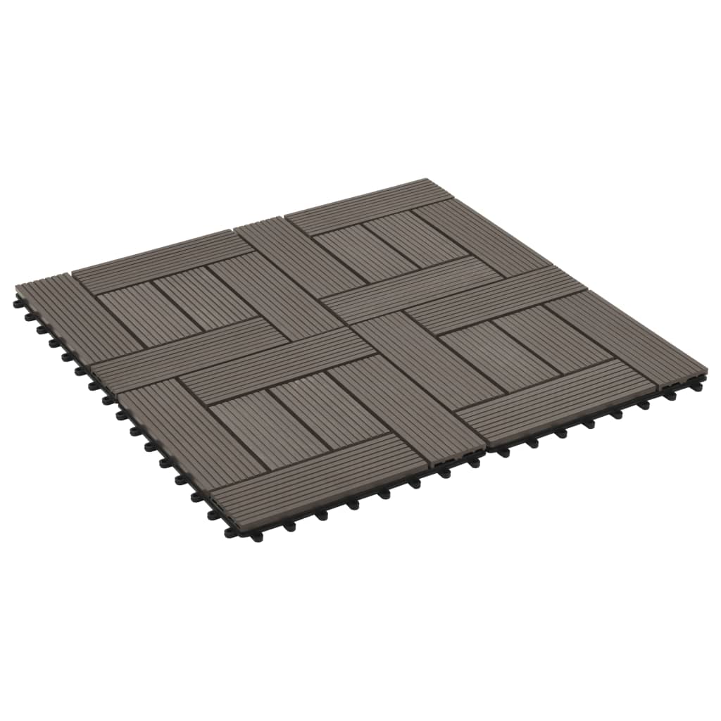 Carreau de terrasse 11 pcs WPC 30 x 30 cm 1 m² Marron foncé Tapis & revêtements de sol vidaXL