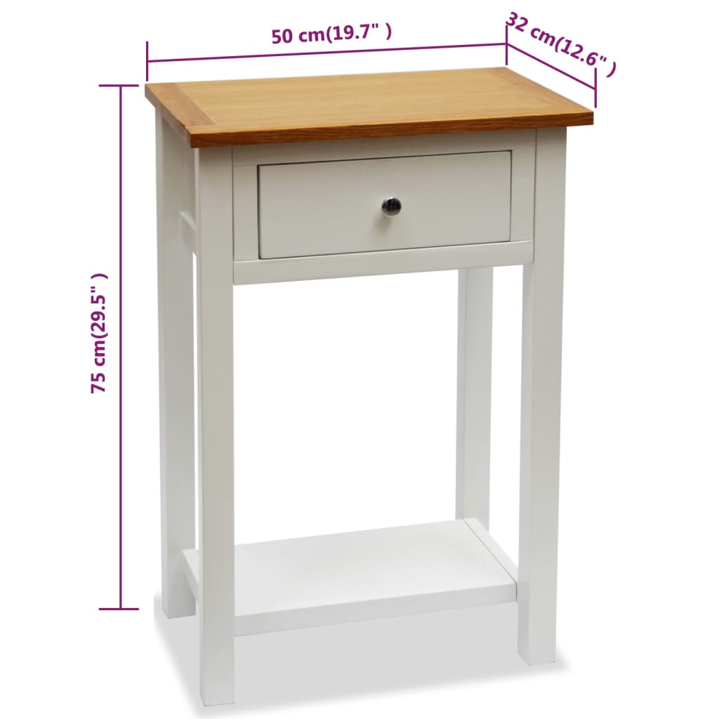 Table d'appoint 50 x 32 x 75 cm Bois de chêne massif - XIOS