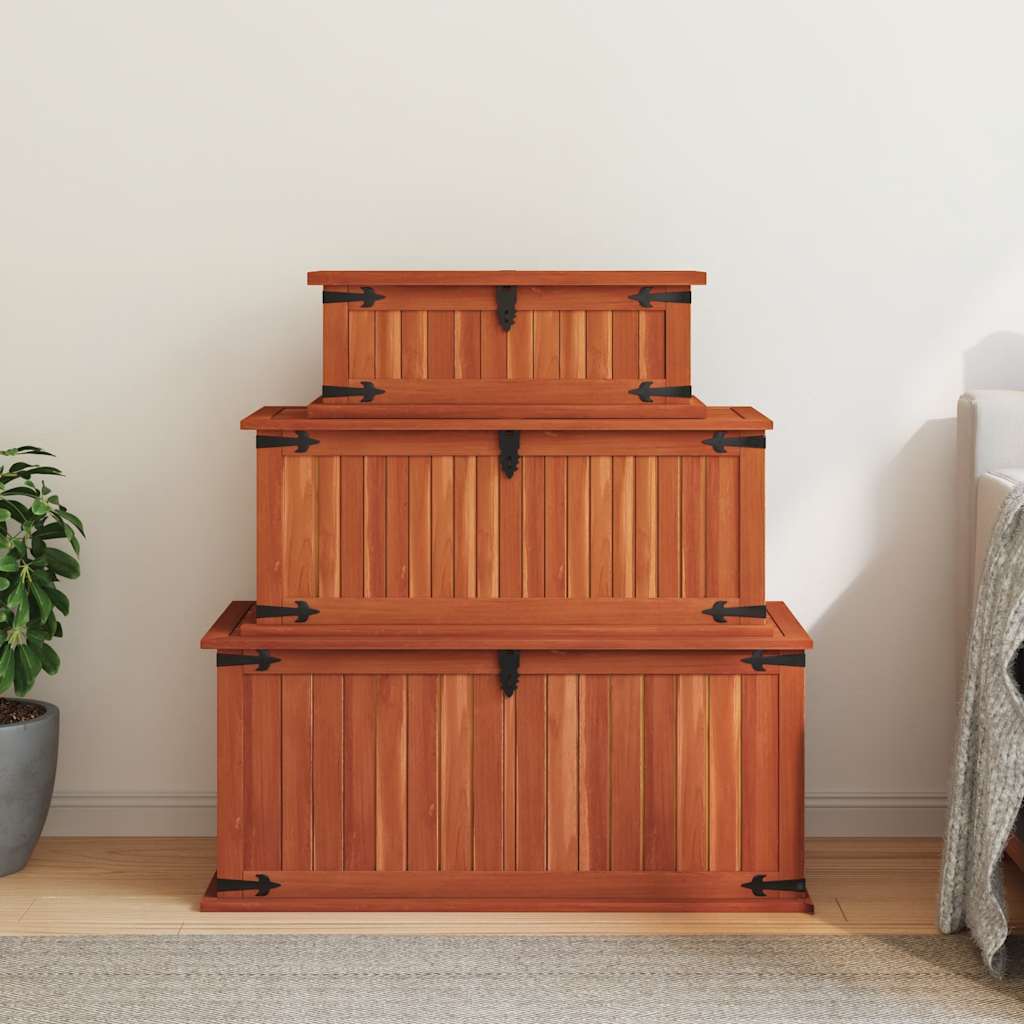 Coffres de rangement 3 pcs Bois d'acacia solide - XIOS