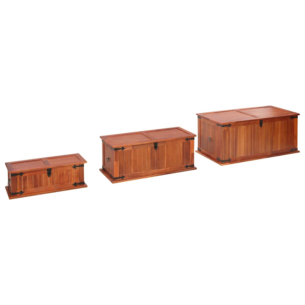Coffres de rangement 3 pcs Bois d'acacia solide - XIOS