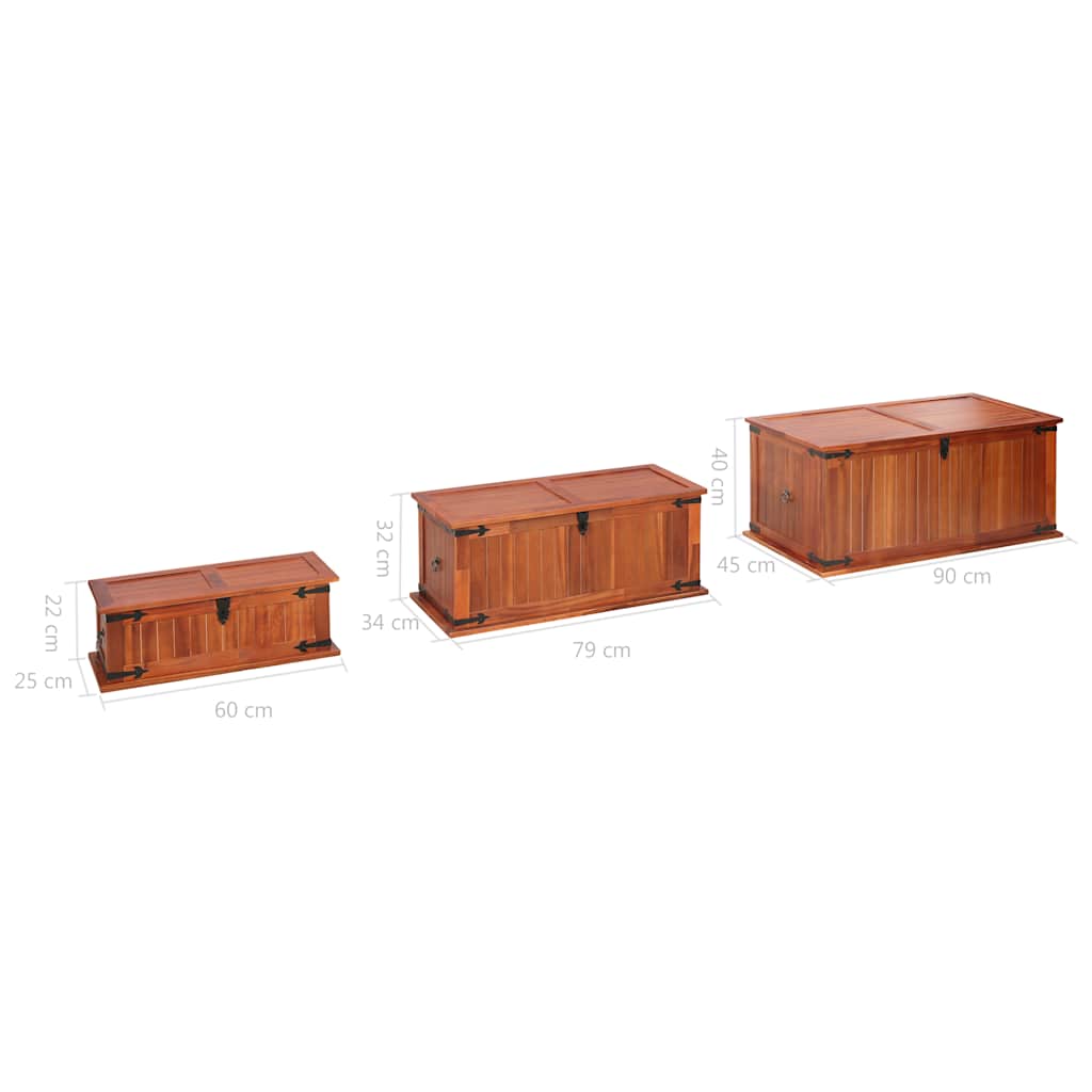 Coffres de rangement 3 pcs Bois d'acacia solide - XIOS