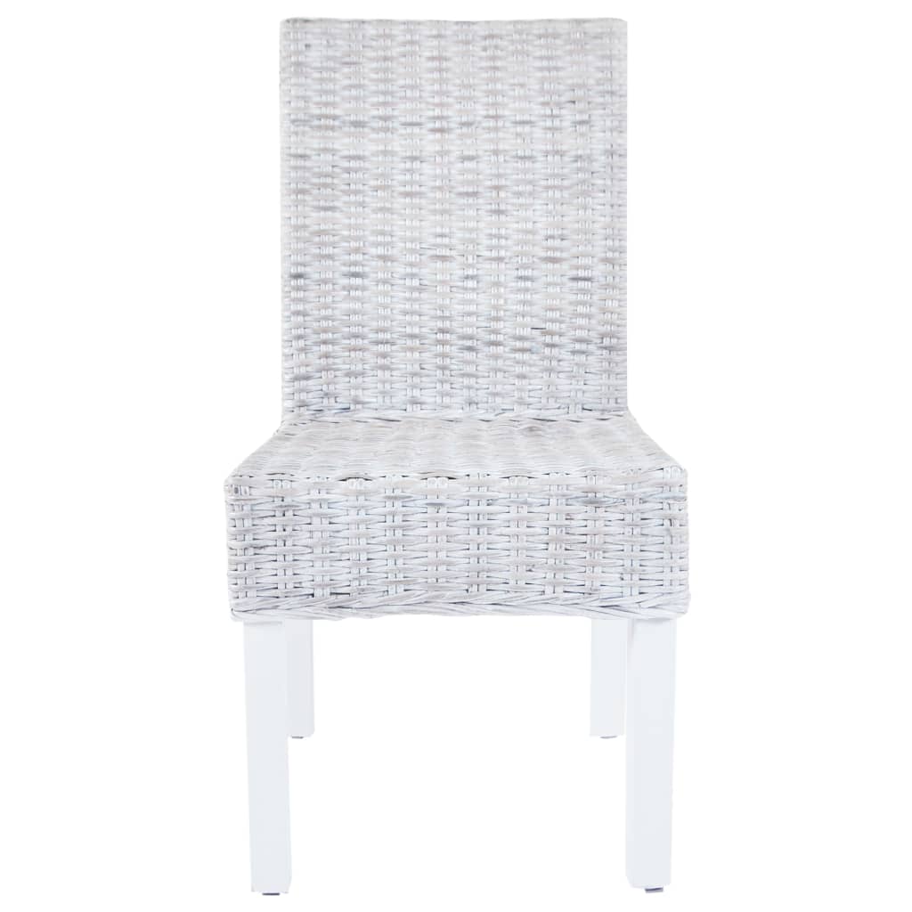 Chaise à manger lot de 4 blanc rotin Kubu et bois de manguier