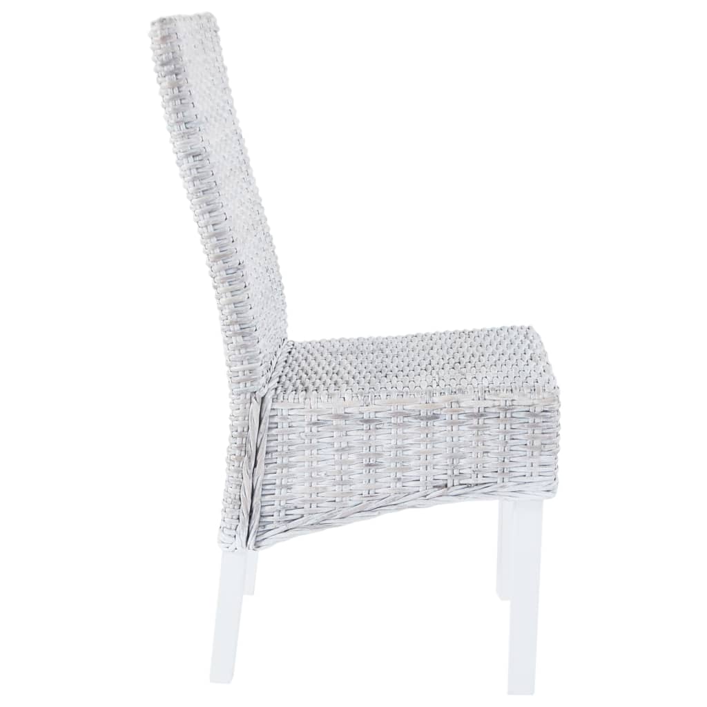 Chaise à manger lot de 4 blanc rotin Kubu et bois de manguier