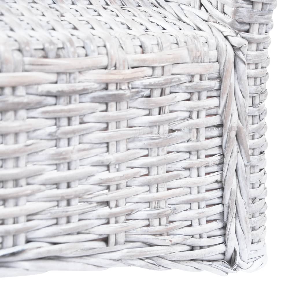 Chaise à manger lot de 4 blanc rotin Kubu et bois de manguier