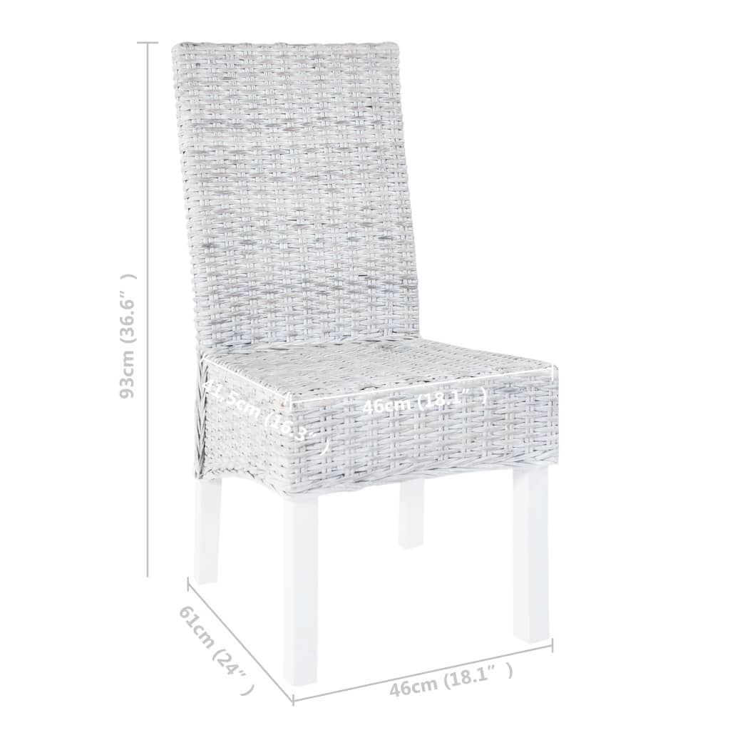 Chaise à manger lot de 6 rotin Kubu et bois de manguier
